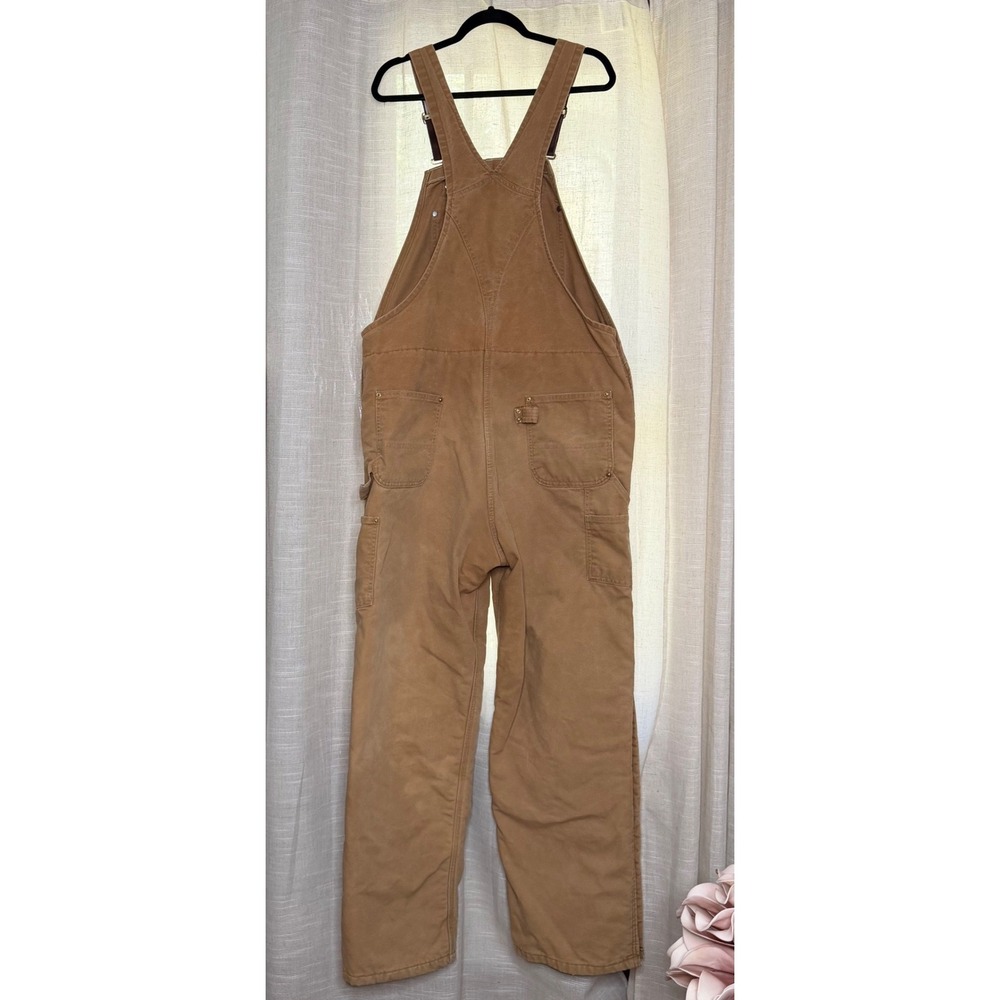 Vintage Carhartt R02 BRN Quilt Line Double Knee Duck Canvas Overalls USA 44 x 34 - Picture 2 of 12
